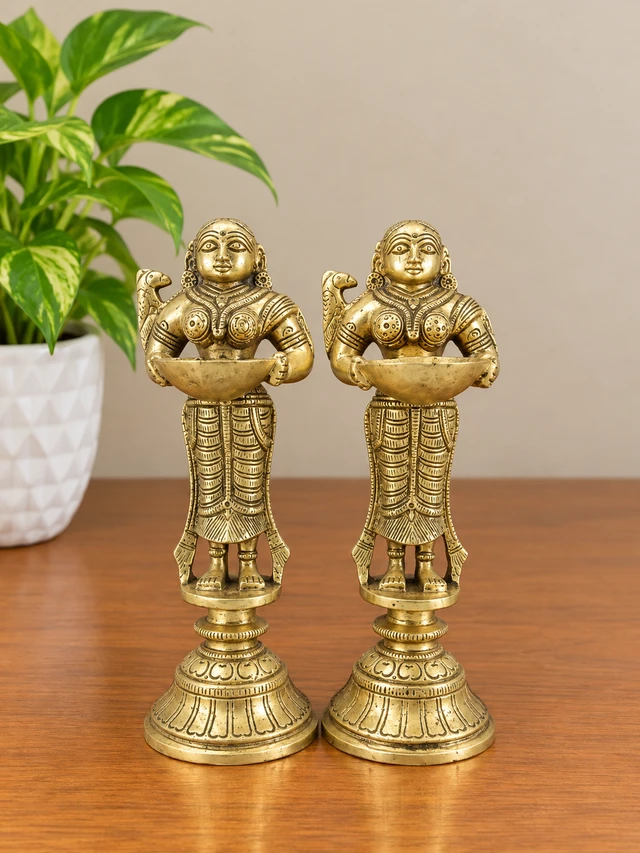 Brass Paavai Diya (Pair) 7.5''
