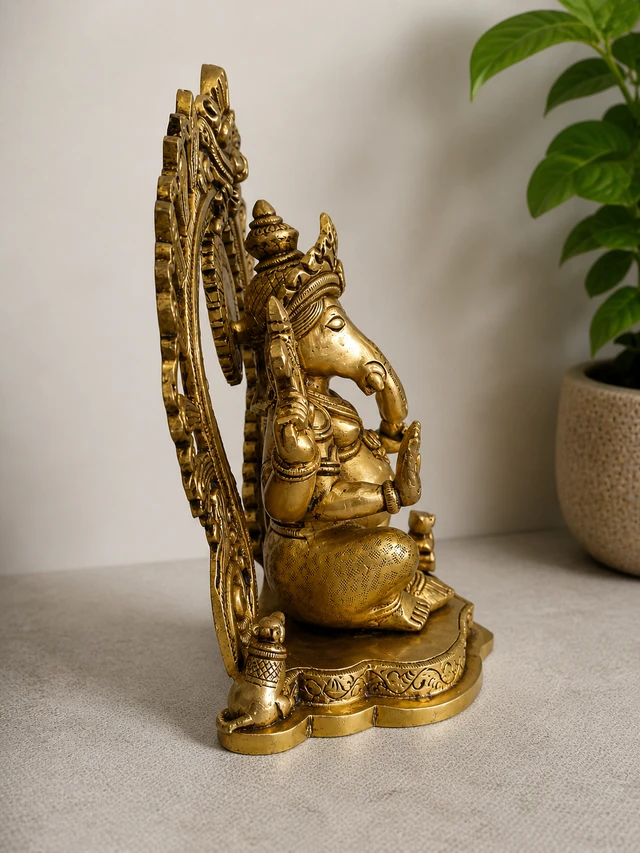 GS Decors Brass Ganesha with Thiruvachi 9''