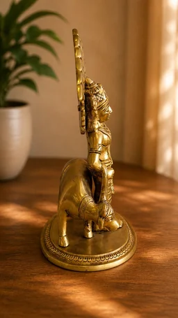 GS Decors Brass Cow Krishna Holding Govardhana mountain 11.5''