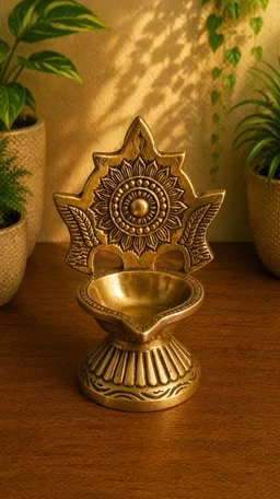 GS Decors Brass Sangu Chakra Diya