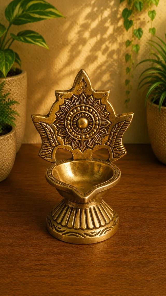 GS Decors Brass Sangu Chakra Diya