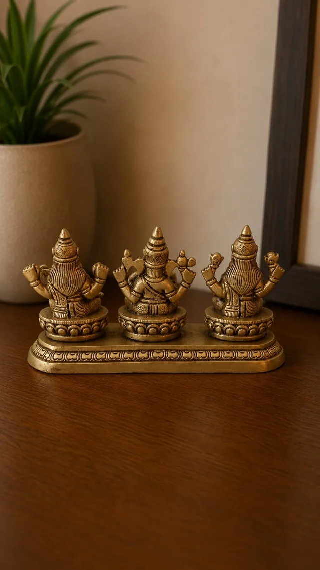 GS Decors Brass Ganesha Lakshmi Saraswathi 3''