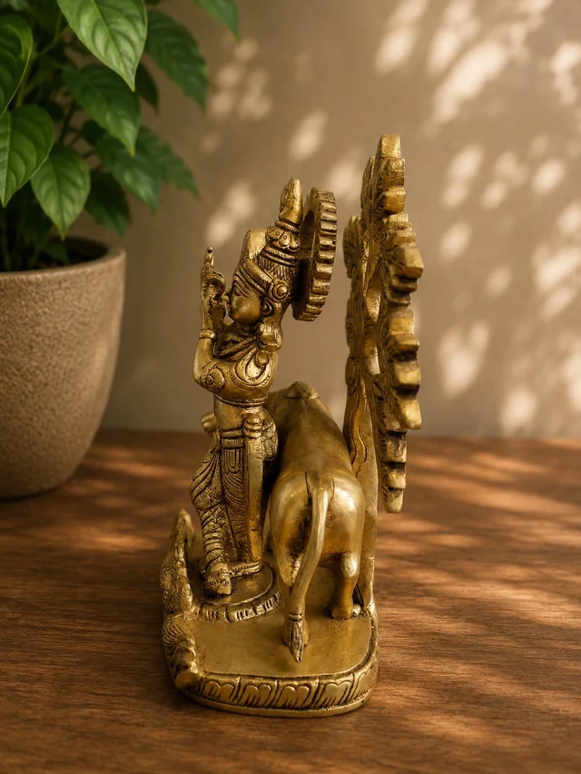 GS Decors Brass Tree Krishna 9''