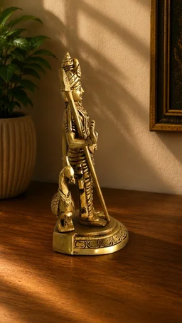 GS Decors Brass Murugan with peacock 7''