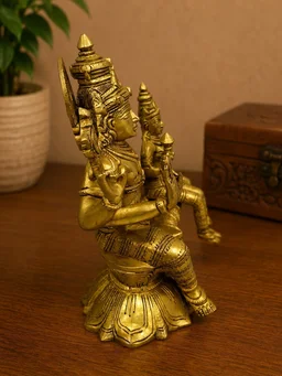 GS Decors Brass Vishnu Lakshmi on Lotus Base 10''