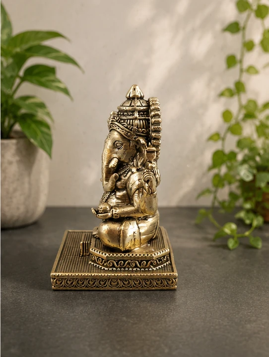 GS Decors Brass Fine art Ganesha on Base 3''