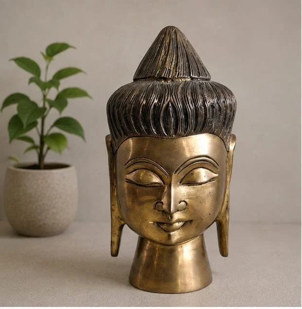 GS Decors Brass Buddha Face 8.5''