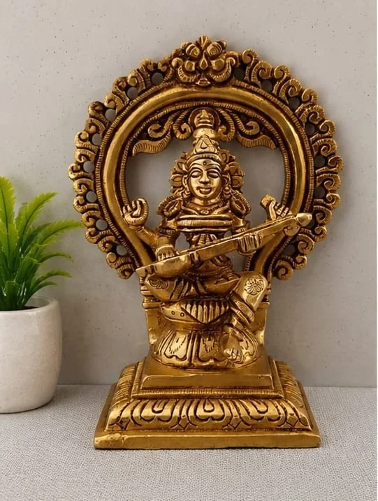 GS Decors Brass Arch Saraswathi 6''