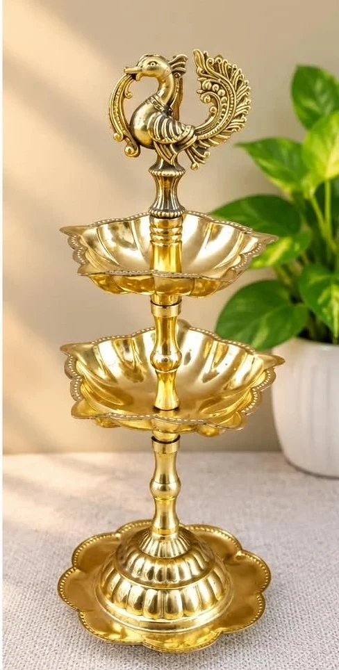 GS Decors Brass 2 Layer Annam Diya 8''