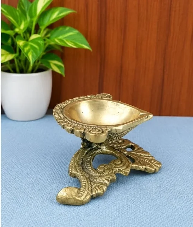 GS Decors Brass Designer Base Diya 1.5''