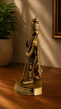 GS Decors Brass Murugan with peacock 7''