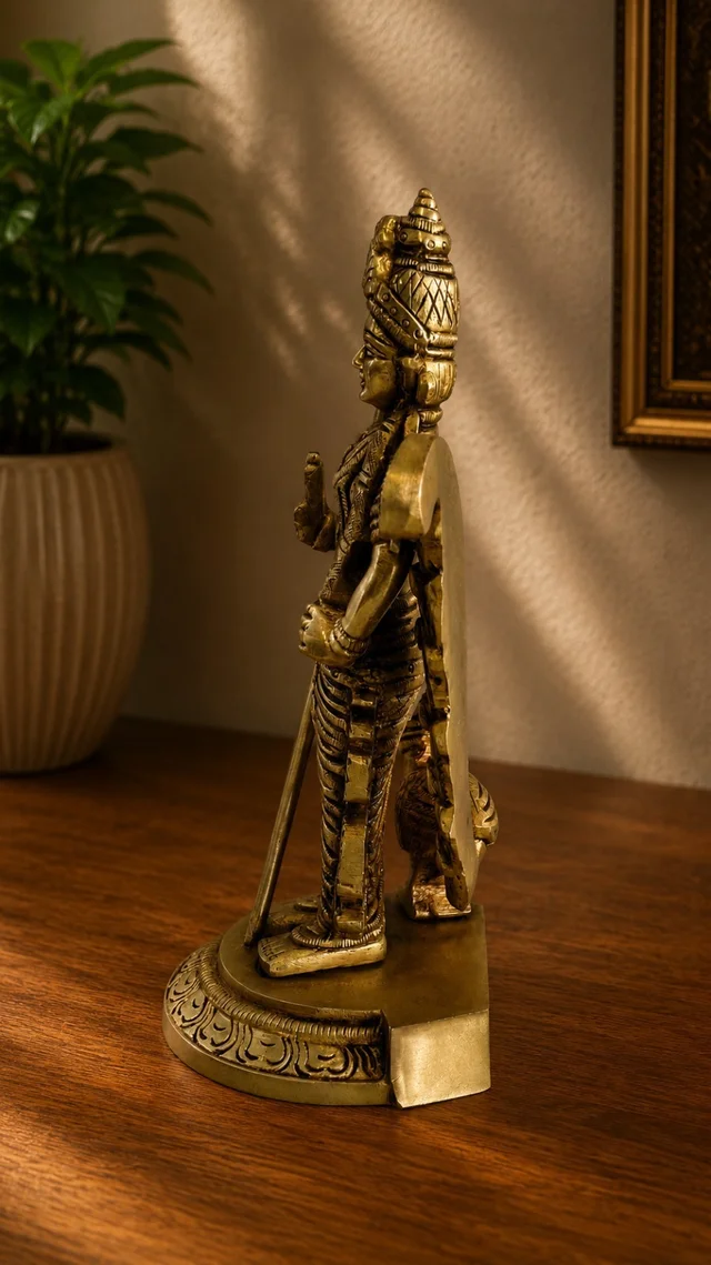 GS Decors Brass Murugan with peacock 7''