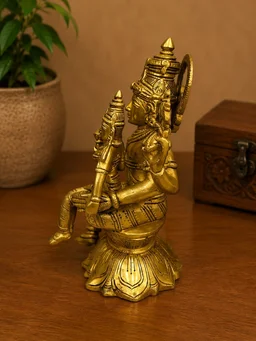 GS Decors Brass Vishnu Lakshmi on Lotus Base 10''