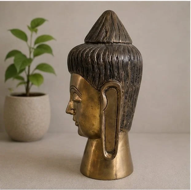 GS Decors Brass Buddha Face 8.5''