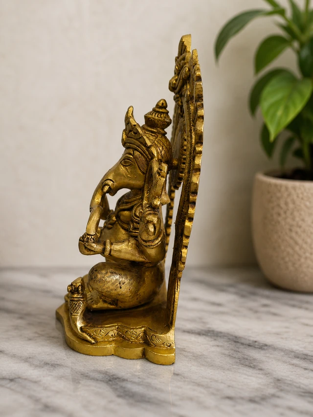 GS Decors Brass Ganesha with Thiruvachi 9''