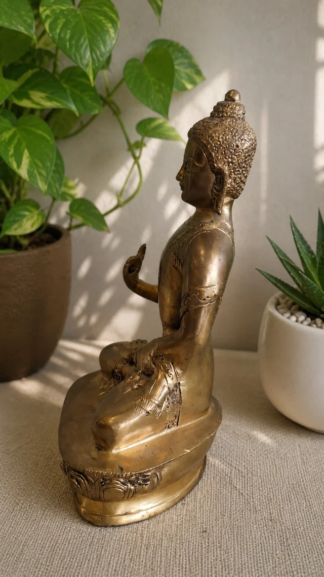 GS Decors Brass Buddha 10''