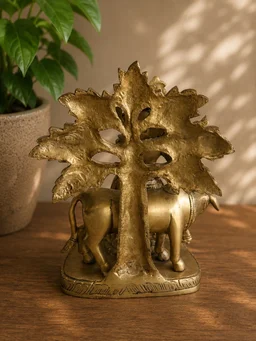 GS Decors Brass Tree Krishna 9''