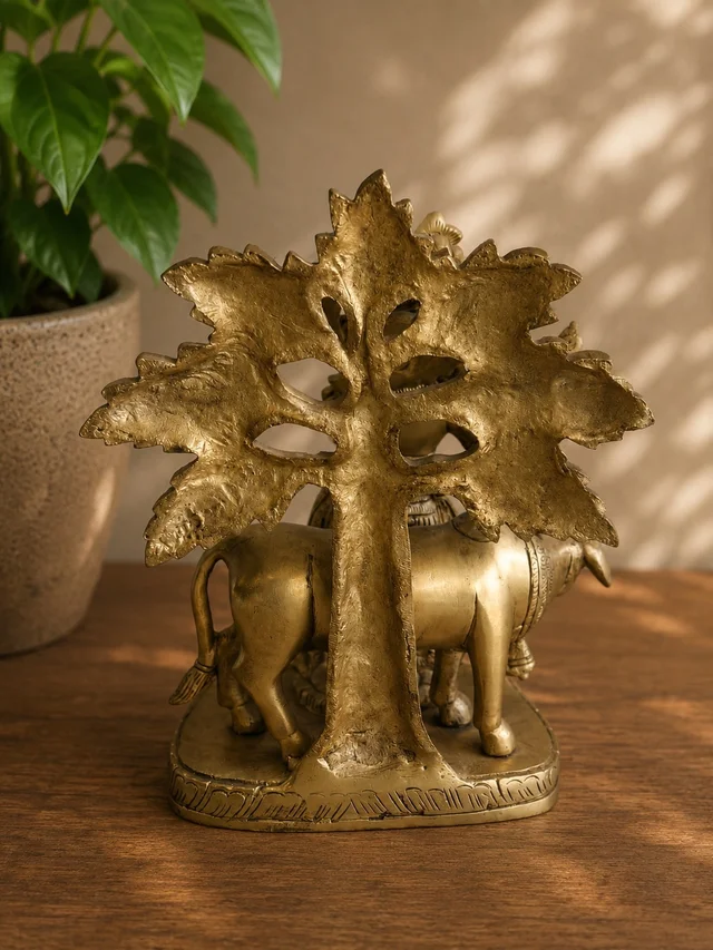 GS Decors Brass Tree Krishna 9''
