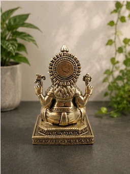 GS Decors Brass Fine art Ganesha on Base 3''