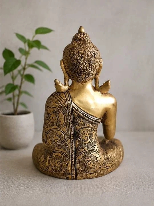 GS Decors Brass Buddha Floral Design 8''