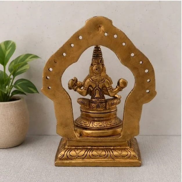 GS Decors Brass Saraswathi with Arch 5.5''