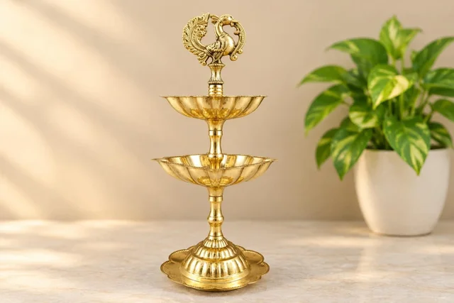 Brass FA 2 Layer Annam Diya Cup Base 7'' 