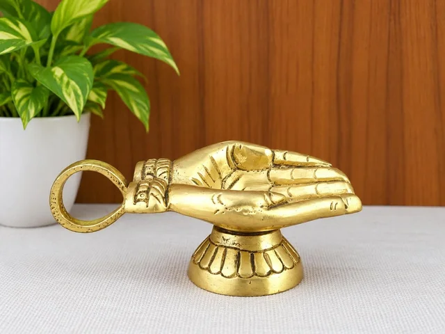 GS Decors Brass Two Hand Aarathi Deep 2''