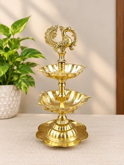 GS Decors Brass FA 2 Layer Annam Diya Cup Base 7''