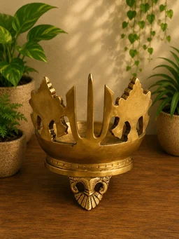 GS Decors Brass Sangu Chankara Namam Diya 4.5''