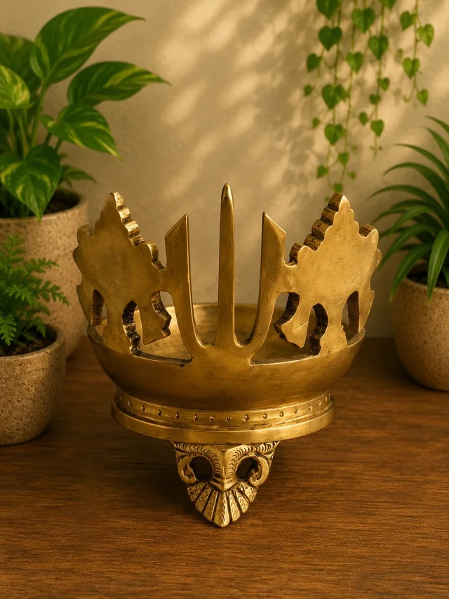 GS Decors Brass Sangu Chankara Namam Diya 4.5''
