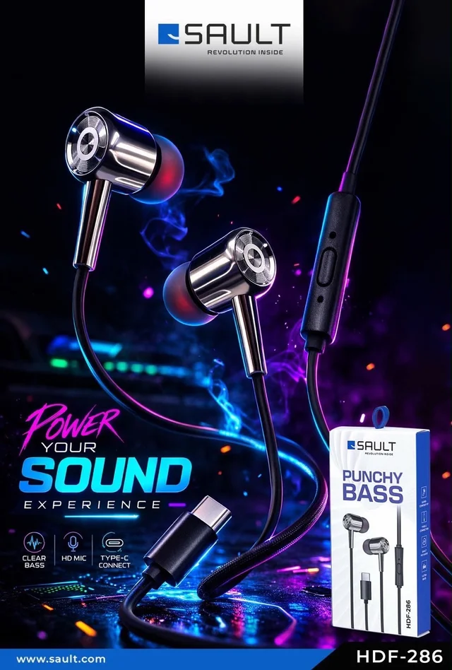 SAULT Punchy Bass HDF-287 Earphones With 6 months Warranty 