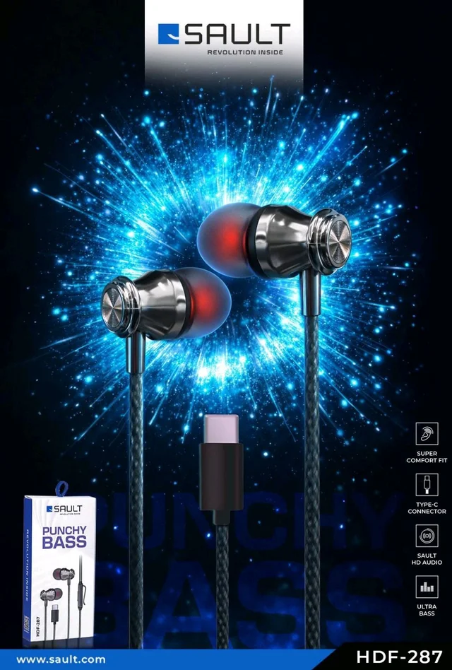 SAULT Punchy Bass HDF-287 Earphones With 6 months Warranty 