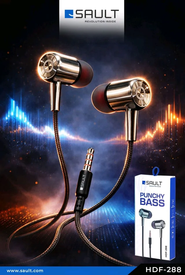 Sault Earphone HDF-288 GOOD QUALITY 3.5 MM AUX TYPE 