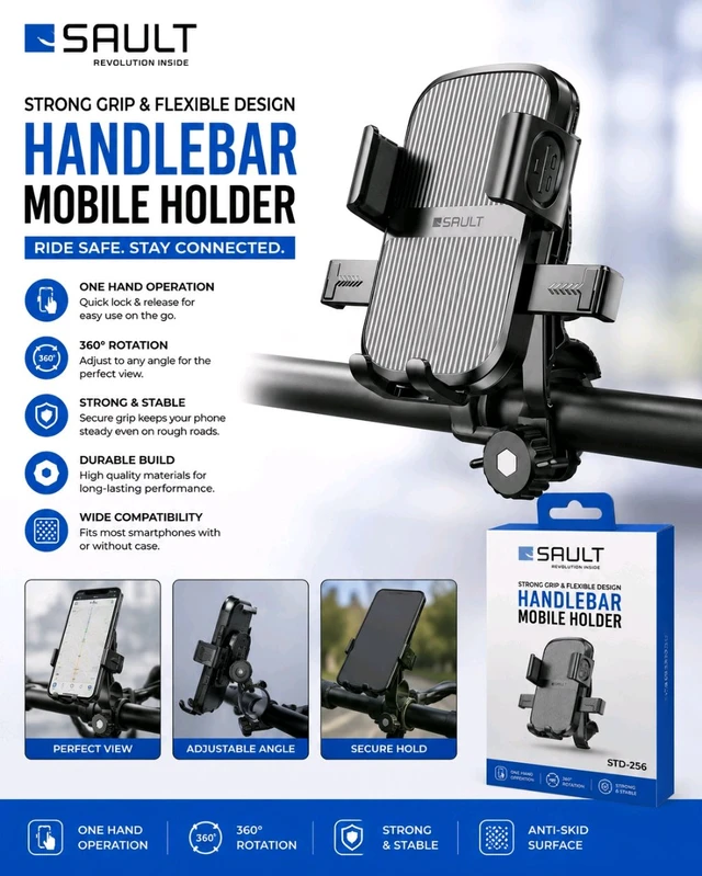 SAULT Mobile Holder (Bike, Cycle) Strop Grip & Flexible Design STD-256