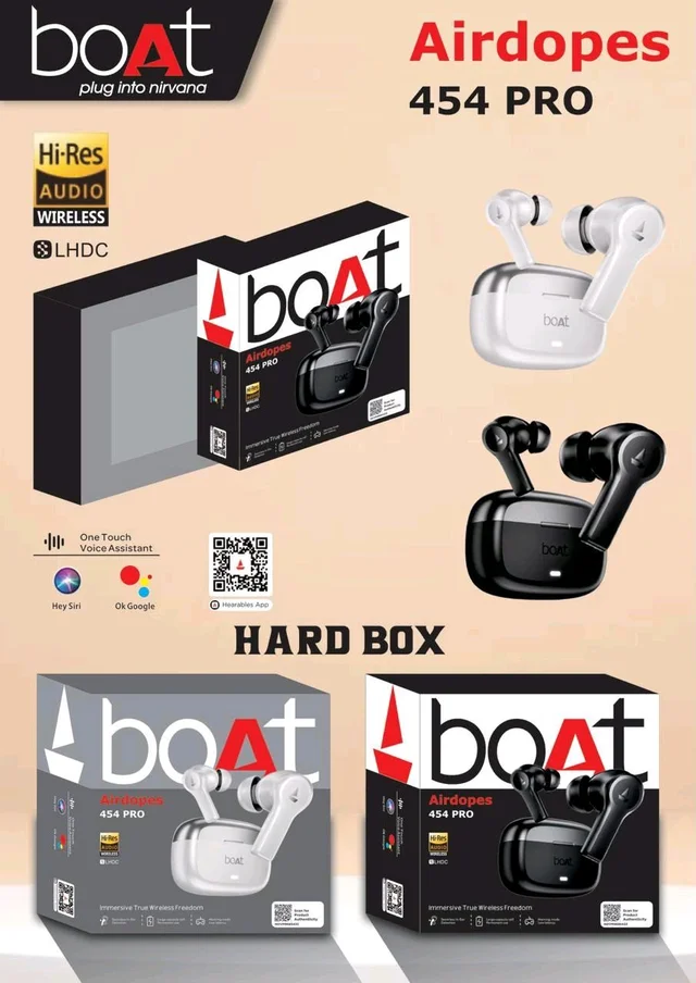 Boat Airdopes 454Pro Hard box shiny Bass Sound volume Working Og Quality 