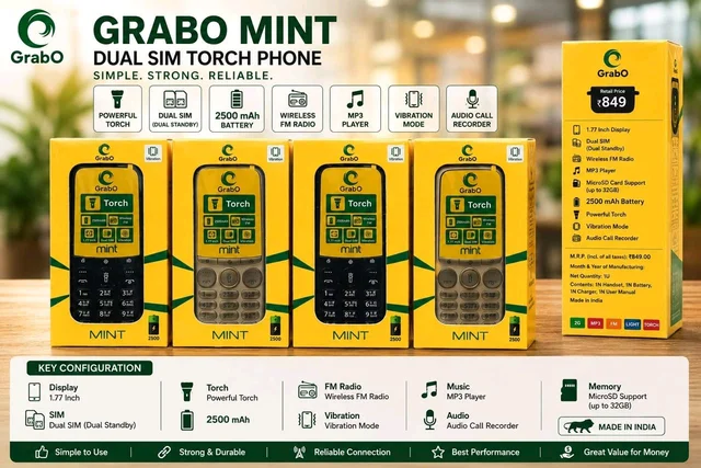 NEW GRABO (MINT) DUAL SIM & TORCH 🔦 KEYPAD 