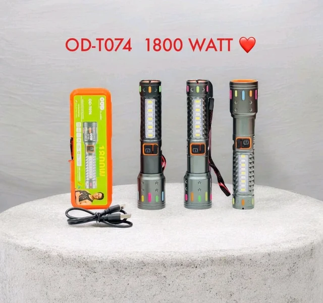 OUD TOURCH OD-T074 With 6 Light Mode 1800W USB CHARGING PORT 4500mAh Battery 
