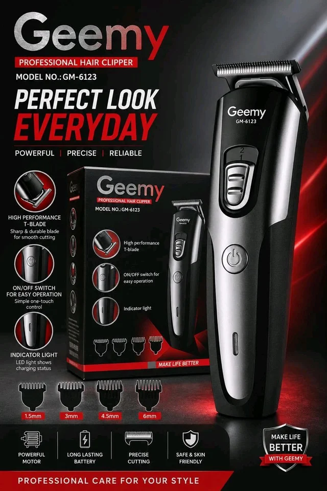 GEEMY Trimmer GM-6123 Professional Hair Clipper Premium Quality 