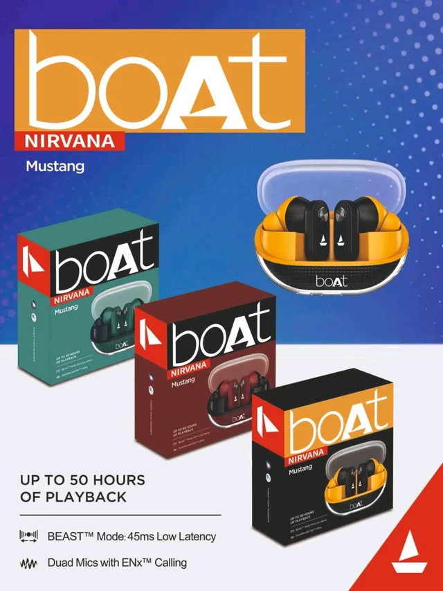 Boat Nirvana Mustang Hard box extra Bass sound 1by1 Lamination 200 Pcs Ctn Best Quality Sound 