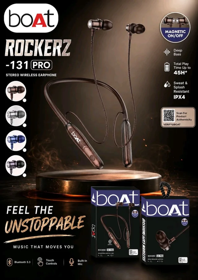 Boat Rockerz 131Pro Neckband Magnetic on off + Touch & Vibration Double box Packing 125 PCs Ctn Orginal Quality Product 