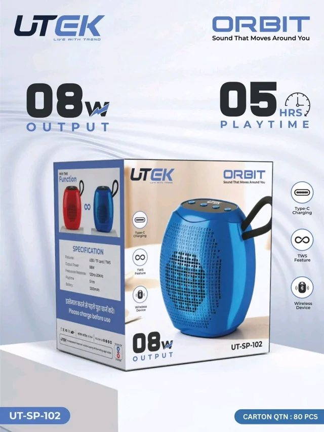 UTEK 8W ORBIT wireless Speaker UT-SP-102 Type -C With TWS Feature 