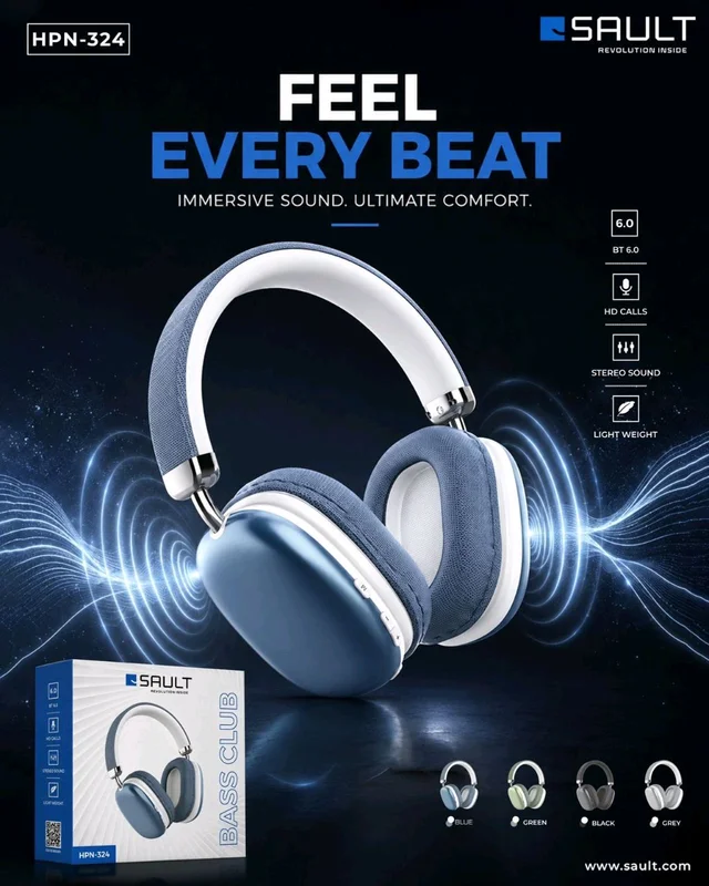 SAULT Headphone HPN-324 Bass Club Best Sound Quality With 1year Warranty 