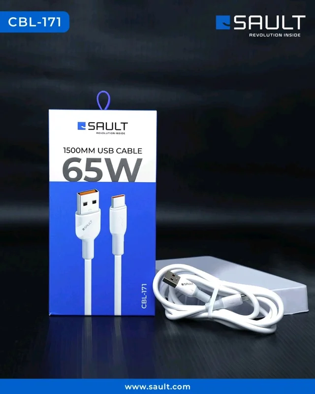 SAULT Cable 65W USB-C 1.5M Cable With Fast Charging Premium Quality Cable CBL-171 With 1 Year Guarantee 