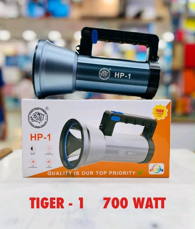 Tiger Head Power HP-1 700W Rechargeable Torch With Type -C Pin Heavy Quality Flashlight 