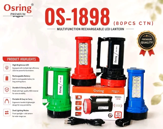 OSRING OS-1898 Rechargeable Heavy Brightness LED With Dual Light Modes Portable And Easy To Carry 