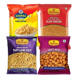 Namkeen 4 Combo  (Aloo bhujiya + Ratlami Sev + Tasty Peanut + Gathiya Papdi) ( Brand can be vary ) 