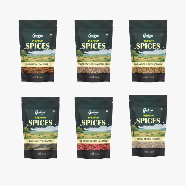 Gudora Everyday Whole Spices essential - 6 Spices (100g Each)