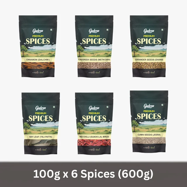 Gudora Everyday Whole Spices essential - 6 Spices (100g Each)
