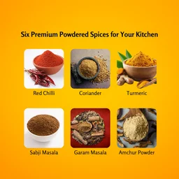 Gudora Everyday kitchen essential Powders - 6 Powdered Spices (50g Each)