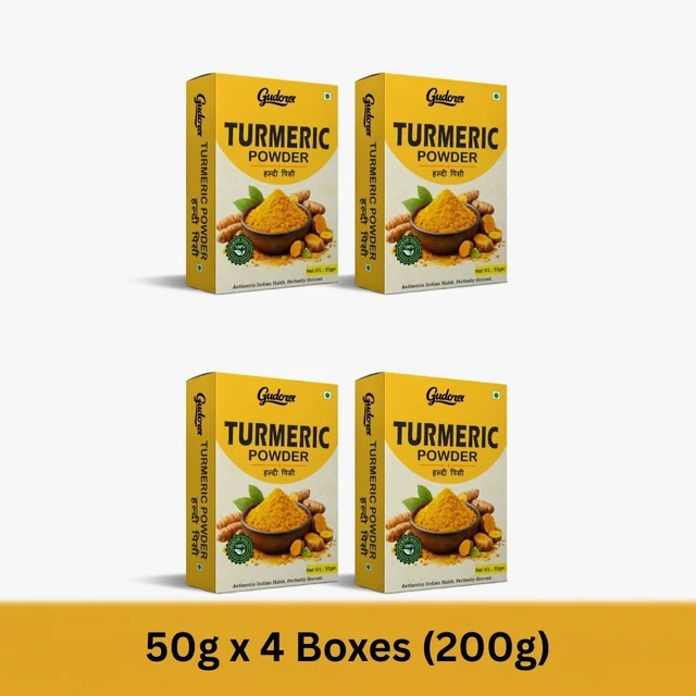 Gudora Turmeric Powder | Premium Haldi | High Curcumin - 200g (Pack of 4)
